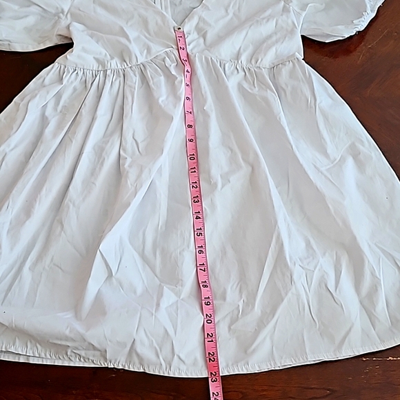 White Puff-Sleeve Babydoll Mini Dress - Picture 6 of 9